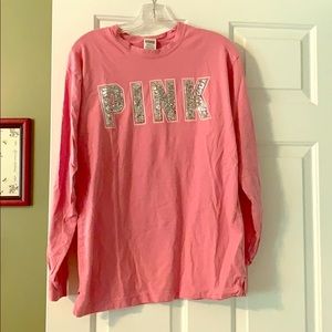PINK sequined long sleeve shirt